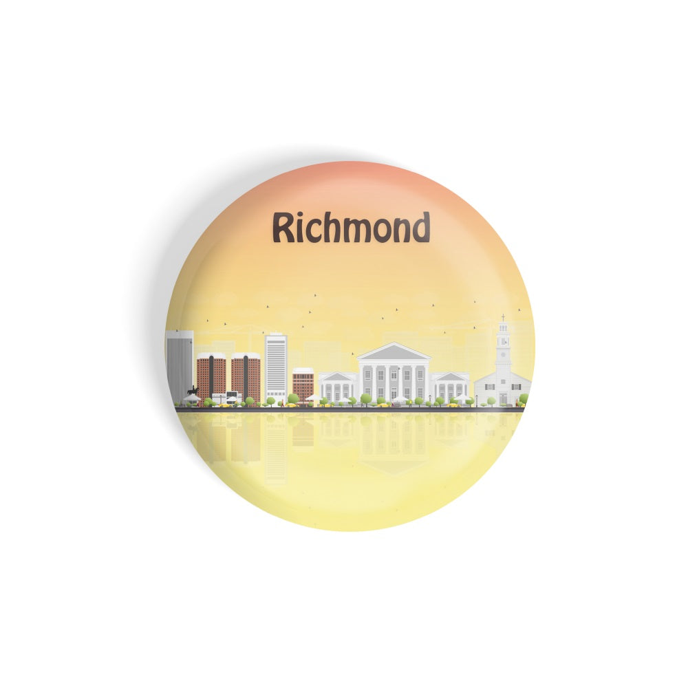 dhcrafts Round Fridge Magnet Multicolour Places Richmond City In Virginia Glossy Finish Design Pack of 1 (75 mm)